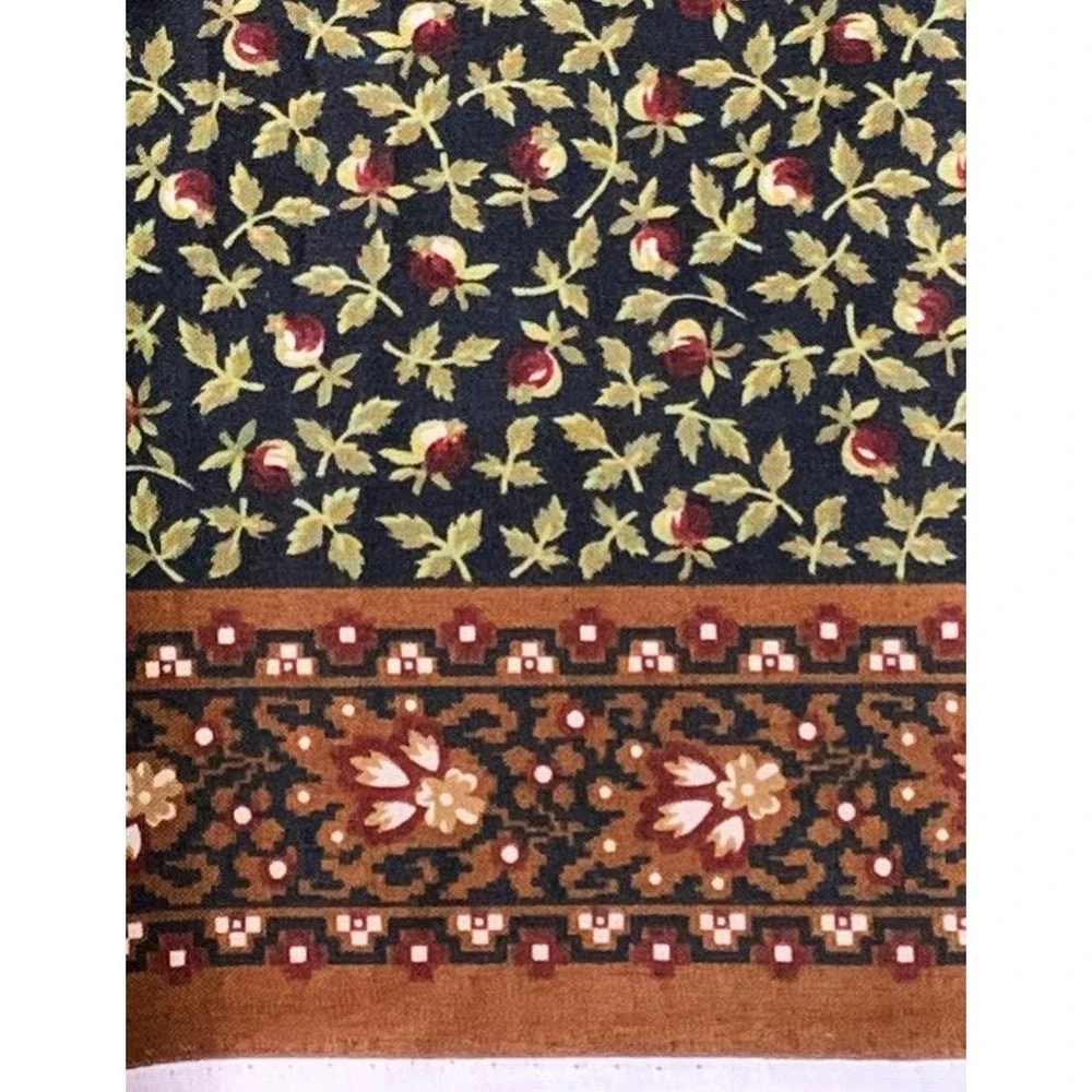 Harvest Green Leaf Fruit Brown Border Fabric Quilting Sewing Crafts 18